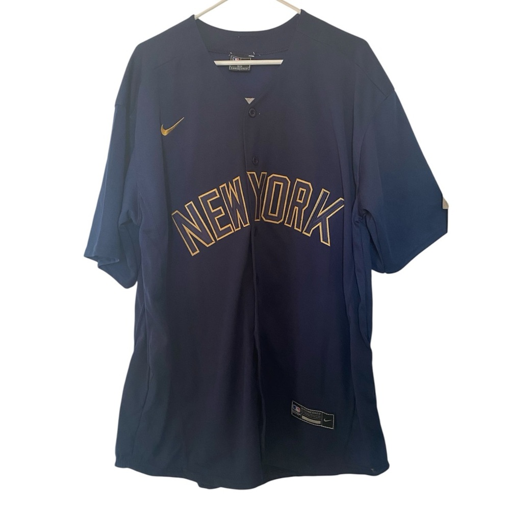 New York Yankees Baseball Jersey Sz 52 Nike Aaron Judge Navy Blue Stitched NWOT